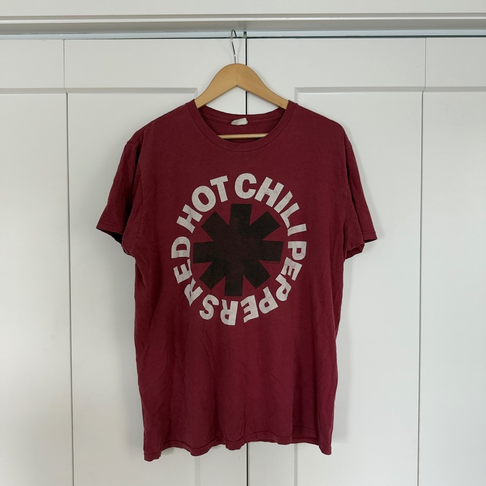 Mens Red Hot Chili Peppers T-Shirt XL Maroon 2018 Band Tee Graphic Logo